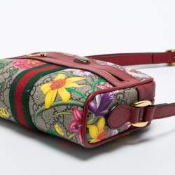 Pre Owned Gucci Multicolor GG Supreme Canvas and Leather Mini Ophidia Crossbody Bag