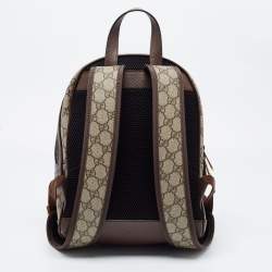 Pre Owned Gucci Beige/Ebony GG Supreme Canvas and Leather Small Ophidia Backpack