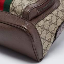 Pre Owned Gucci Beige/Ebony GG Supreme Canvas and Leather Small Ophidia Backpack