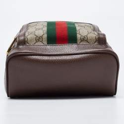 Pre Owned Gucci Beige/Ebony GG Supreme Canvas and Leather Small Ophidia Backpack