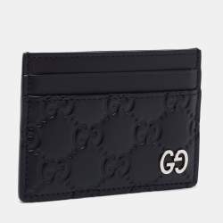 مملوكة مسبقًا Gucci Black Guccissima Leather Card Holder