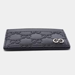 مملوكة مسبقًا Gucci Black Guccissima Leather Card Holder