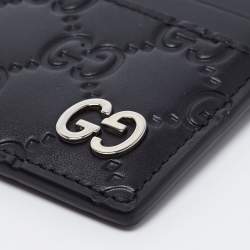 مملوكة مسبقًا Gucci Black Guccissima Leather Card Holder