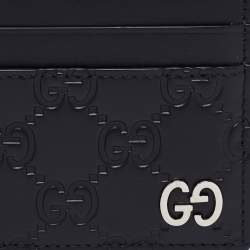 مملوكة مسبقًا Gucci Black Guccissima Leather Card Holder