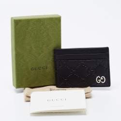 مملوكة مسبقًا Gucci Black Guccissima Leather Card Holder