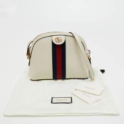 Pre Owned Gucci White Leather Small Ophidia Shoulder Bag