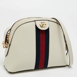 Pre Owned Gucci White Leather Small Ophidia Shoulder Bag