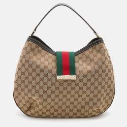 GUCCI New Ladies Web GG Canvas Large Hobo Bag Beige 233604-US