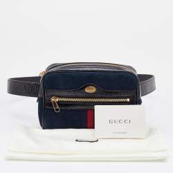 Gucci Navy Blue/Black Suede and Patent Leather GG Ophidia Belt Bag