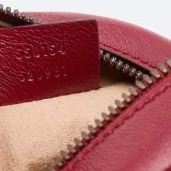 Pre Owned Gucci Red Matelassé Leather Mini GG Marmont Round Shoulder Bag