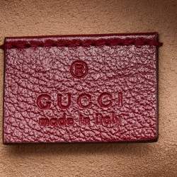 Pre Owned Gucci Red Matelassé Leather Mini GG Marmont Round Shoulder Bag