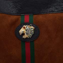 Gucci Brown/Black Suede and Patent Leather Large Rajah Tote