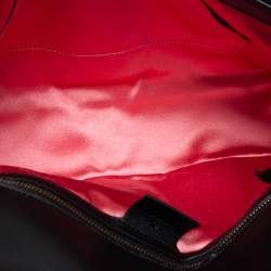 Pre Owned Gucci Black Love Embroidered Matelassé Velvet Medium GG Marmont Shoulder Bag