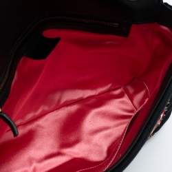 Pre Owned Gucci Black Love Embroidered Matelassé Velvet Medium GG Marmont Shoulder Bag