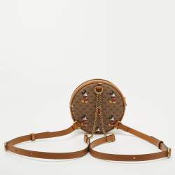 Pre Owned Gucci x Disney Brown GG Supreme Canvas and Leather Mickey Mouse Round Backpack
