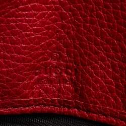 Gucci Red Leather Logo Print Zip Around Wallet