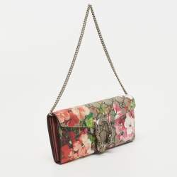 Gucci Multicolor GG Supreme Blooms Canvas and Leather Dionysus Wallet On Chain