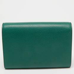 Pre Owned Gucci Green Leather Dionysus Wallet On Chain