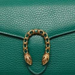 Pre Owned Gucci Green Leather Dionysus Wallet On Chain