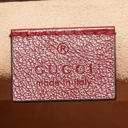 Gucci Black/Red Diagonal Quilt Leather Mini GG Marmont Top Handle Bag