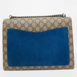 Gucci Beige/Blue GG Supreme Canvas and Suede Medium Dionysus Shoulder Bag