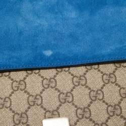 Gucci Beige/Blue GG Supreme Canvas and Suede Medium Dionysus Shoulder Bag
