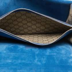 Gucci Beige/Blue GG Supreme Canvas and Suede Medium Dionysus Shoulder Bag