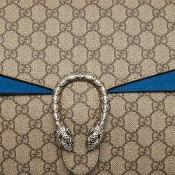 Gucci Beige/Blue GG Supreme Canvas and Suede Medium Dionysus Shoulder Bag