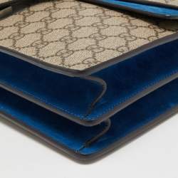 Gucci Beige/Blue GG Supreme Canvas and Suede Medium Dionysus Shoulder Bag