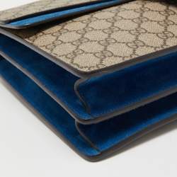 Gucci Beige/Blue GG Supreme Canvas and Suede Medium Dionysus Shoulder Bag