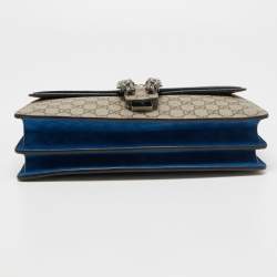 Gucci Beige/Blue GG Supreme Canvas and Suede Medium Dionysus Shoulder Bag