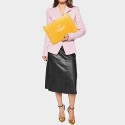 Pre Owned Gucci Mustard Leather Garden Bat Clutch