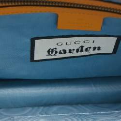 Pre Owned Gucci Mustard Leather Garden Bat Clutch