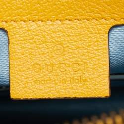 Pre Owned Gucci Mustard Leather Garden Bat Clutch