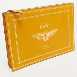 Pre Owned Gucci Mustard Leather Garden Bat Clutch