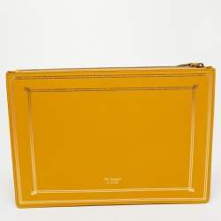 Pre Owned Gucci Mustard Leather Garden Bat Clutch