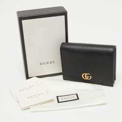 Pre Owned Gucci Black Leather GG Marmont Flap Card Case