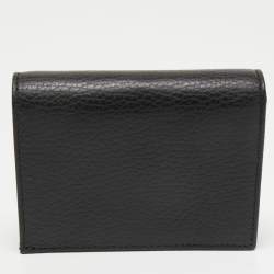 Pre Owned Gucci Black Leather GG Marmont Flap Card Case