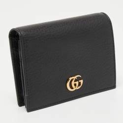 Pre Owned Gucci Black Leather GG Marmont Flap Card Case