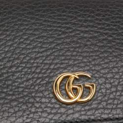 Pre Owned Gucci Black Leather GG Marmont Flap Card Case