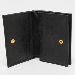 Pre Owned Gucci Black Leather GG Marmont Flap Card Case