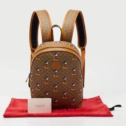 Pre Owned Gucci x Disney Tan/Beige Mickey Print GG Supreme Canvas Small Backpack