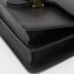 Pre Owned Gucci Black Leather Dollar Interlocking G Crossbody Bag