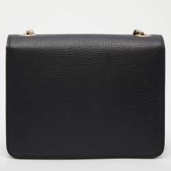 Pre Owned Gucci Black Leather Dollar Interlocking G Crossbody Bag