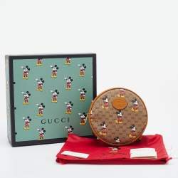 Pre Owned Gucci x Disney Brown GG Supreme Canvas and Leather Mickey Mouse Round Backpack