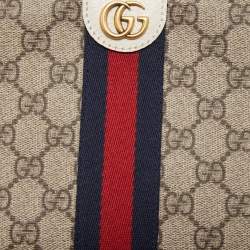 Pre Owned Gucci White GG Supreme Canvas and Leather Ophidia Shoulder Bag