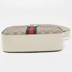Pre Owned Gucci White GG Supreme Canvas and Leather Ophidia Shoulder Bag