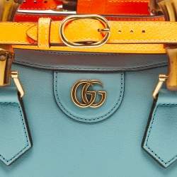Pre Owned Gucci Mint Green Leather Mini Diana Tote