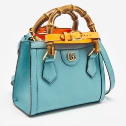 Pre Owned Gucci Mint Green Leather Mini Diana Tote