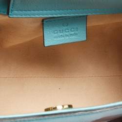 Pre Owned Gucci Mint Green Leather Mini Diana Tote
